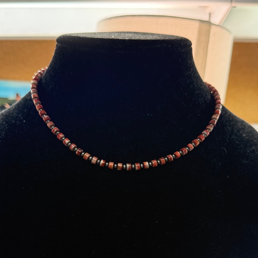 Navajo pearl necklace with red spiny